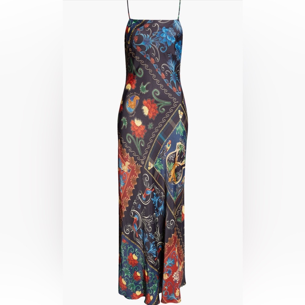 FARM RIO Black Mixed Arabesque Scarves Sleeveless Lenzing Maxi Dress S